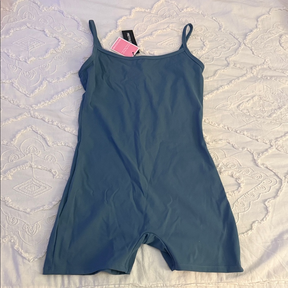 PrettyLittleThing Dusty Blue Active Romper
